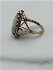 14K Tear Drop Vintage Cameo Ring Yellow Gold 4.5g Size 7.5